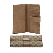 Brun Gucci Continental Porte-Monnaie Avec Logo Gucci Gravé Pas Chère